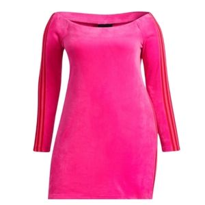 Auth Adidas Originals Ivy Park Velour OFF Shoulder Dress